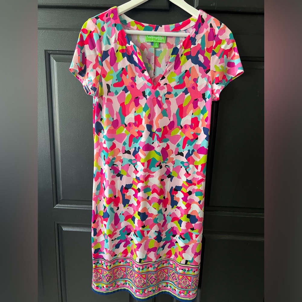Pappagallo Tropical Pink Multicolor Short Sleeve Dress Small